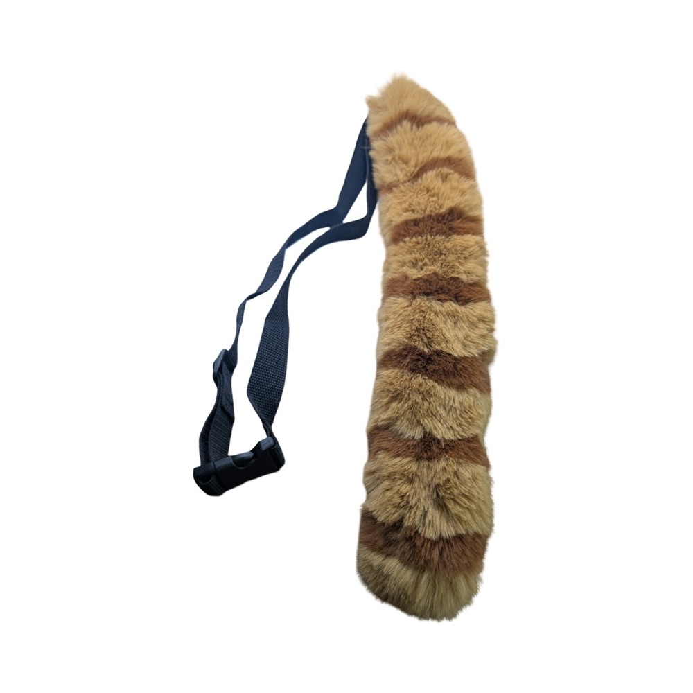 Faux Fur Animal Tail Costume Brown Striped 16" Adjustable Belt Cosplay Halloween